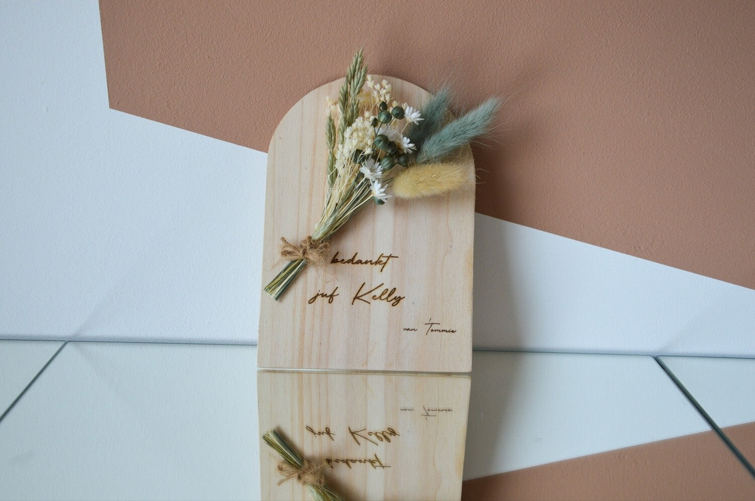 Gegraveerde kaart met optie droogboeket