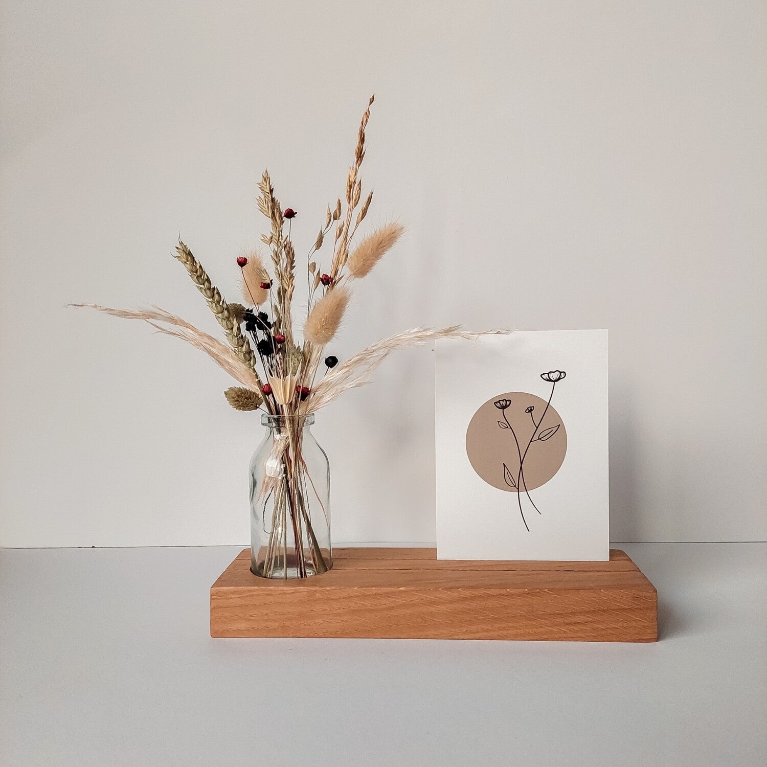 Foto/kaartenhouder met droogbloemen (vaasje) met optie gravure