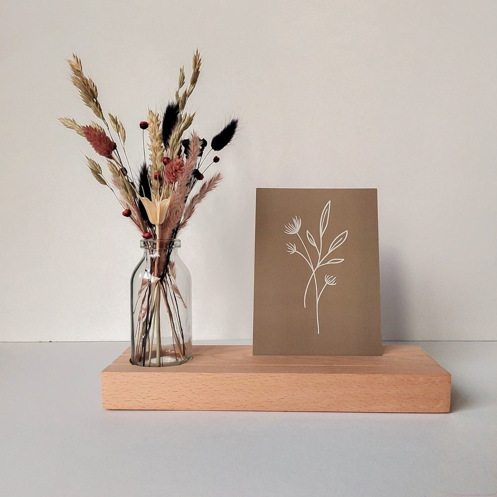Foto/kaartenhouder met droogbloemen (vaasje) met optie gravure