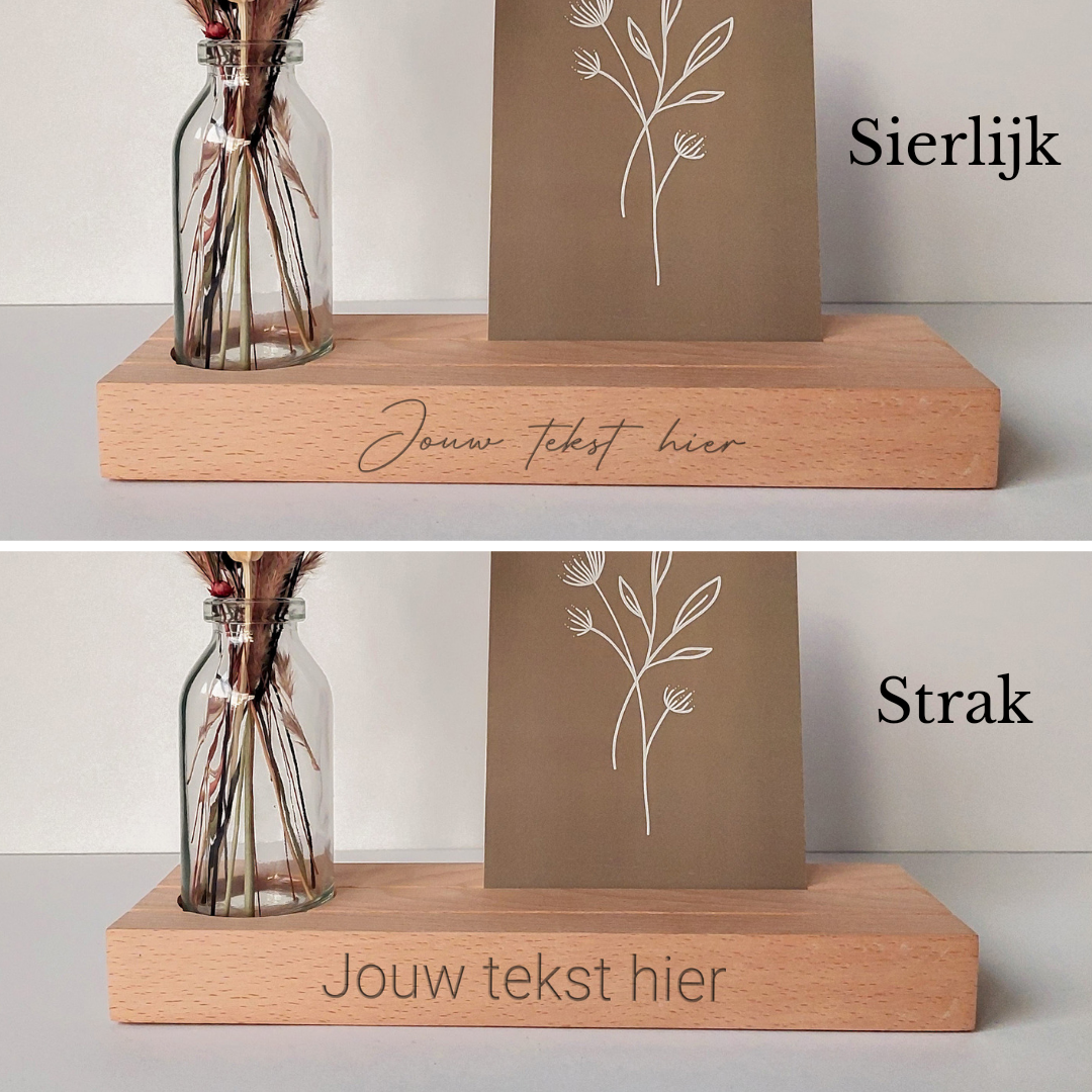 Foto/kaartenhouder met droogbloemen (vaasje) met optie gravure