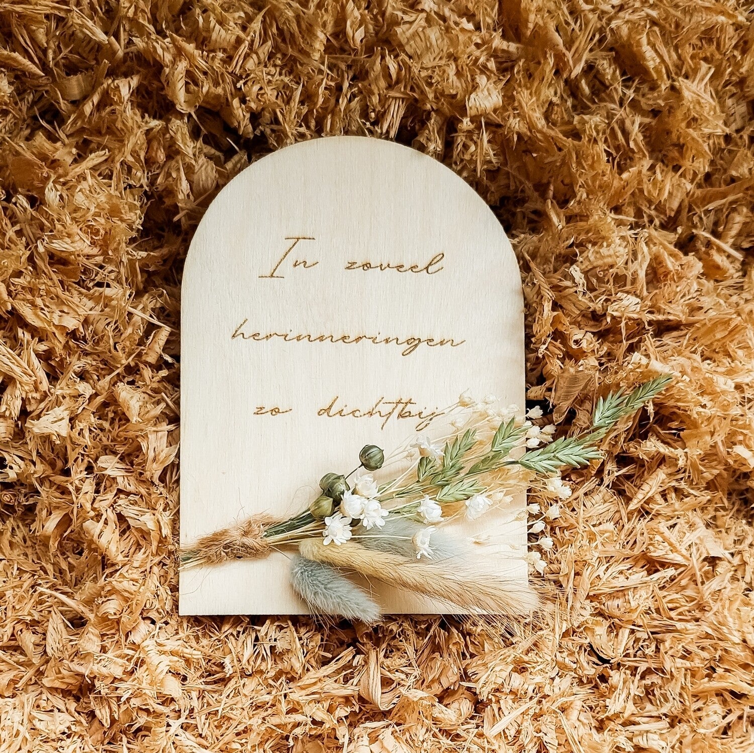 Gegraveerde kaart met optie droogboeket