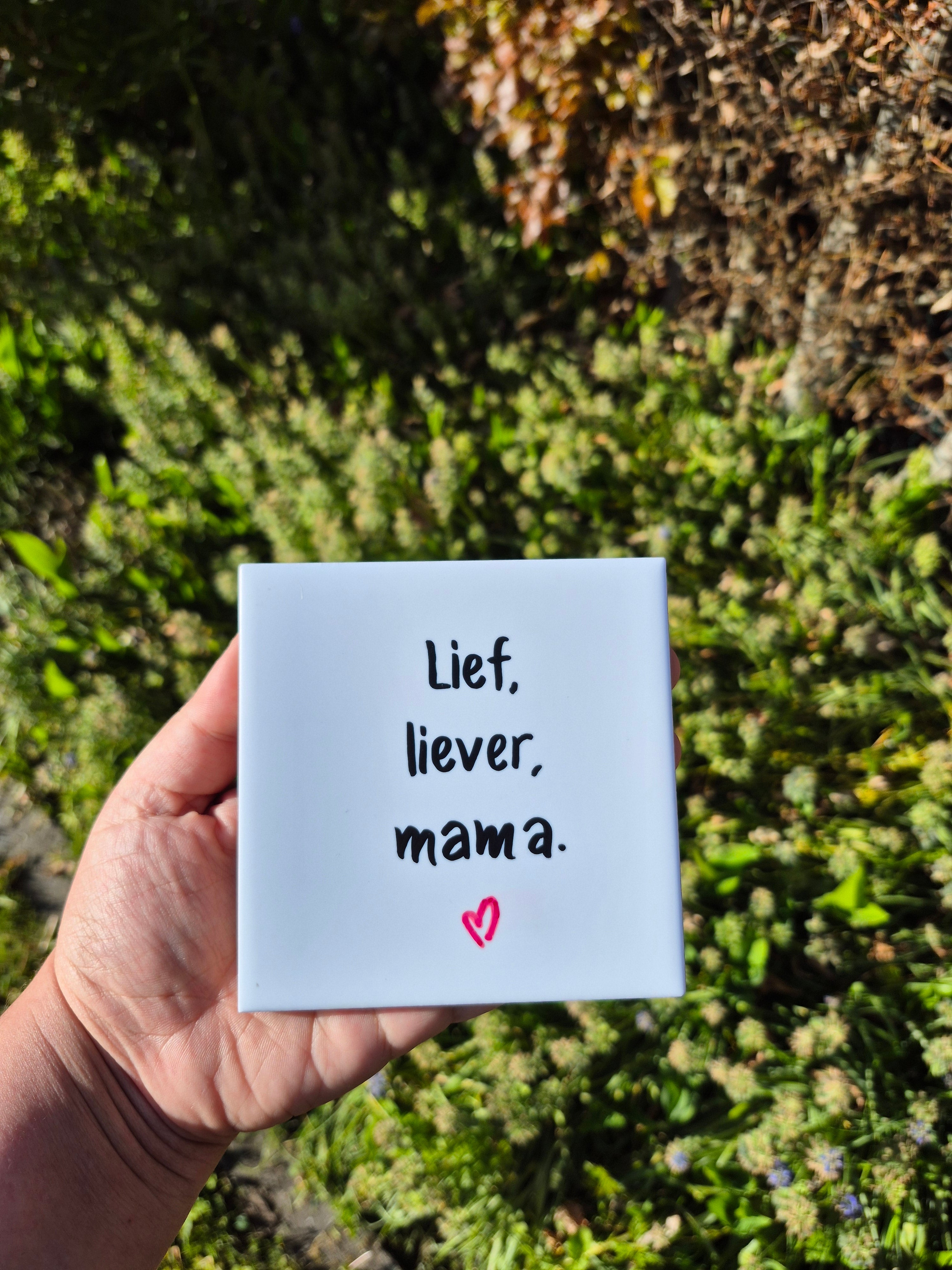 Tegel 'lief, liever, mama'